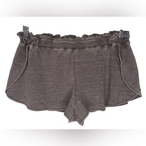 Roxy Light Gray Ribbed Lounge Shorts High Waist Soft Knit S/P